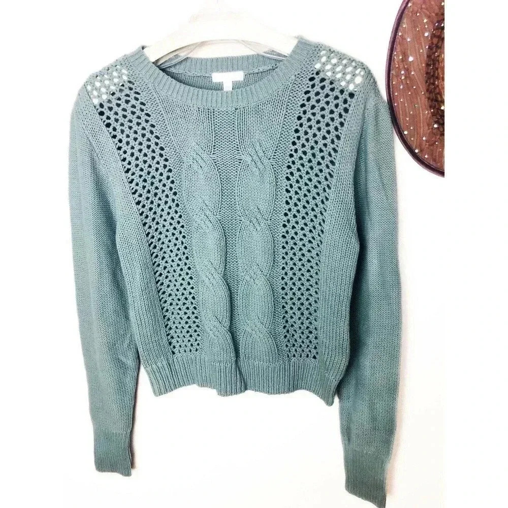 Abound Pullover Knit Sweater Cropped Crew Neck Size XL Blue‎ Nordstrom